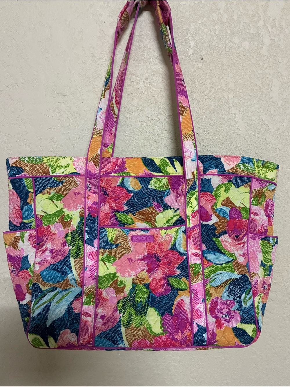 Vera Bradley Pink Floral Multicolor Quilted Tote